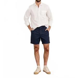 NEW ALEX MILL flat front chino shorts in dark navy